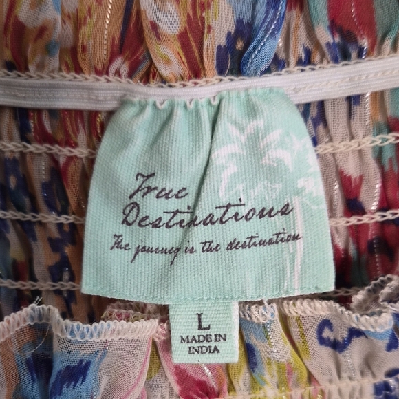 Multi-Color Smocked Tiered Midi Dress with Tassel Straps - Picture 3 of 5